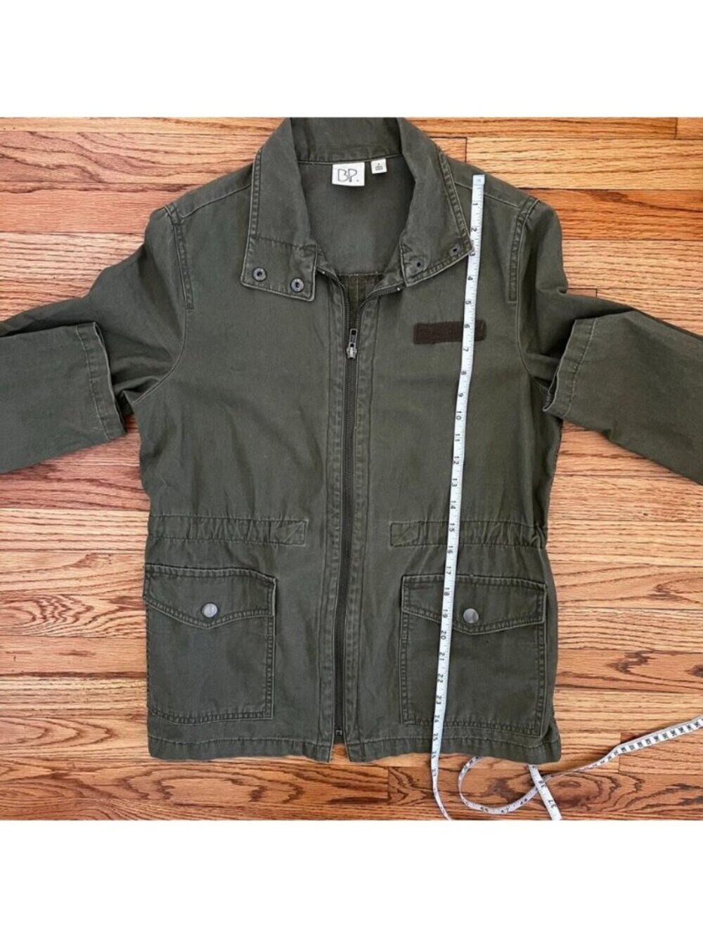 Y2K BP Olive Utility Jacket Boho Soft Grunge Military Edgy Layering Sz S - Picture 9 of 11